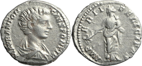 Ancient Roman silver coin of Caracalla as Caesar minted in Rome